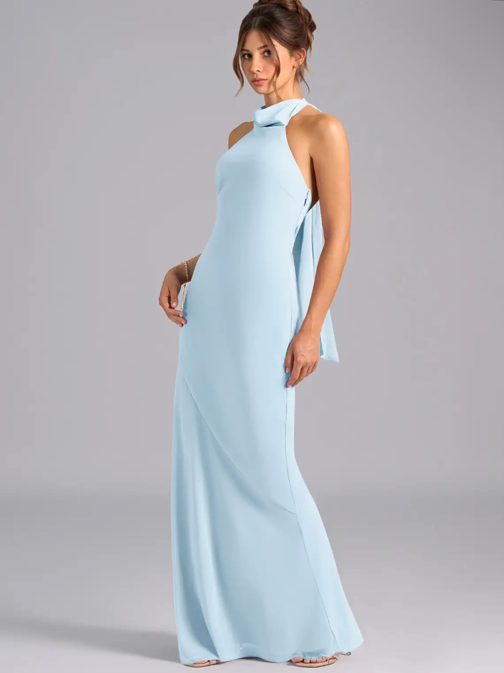 Brand New Azazie Sky Blue Halter Gown